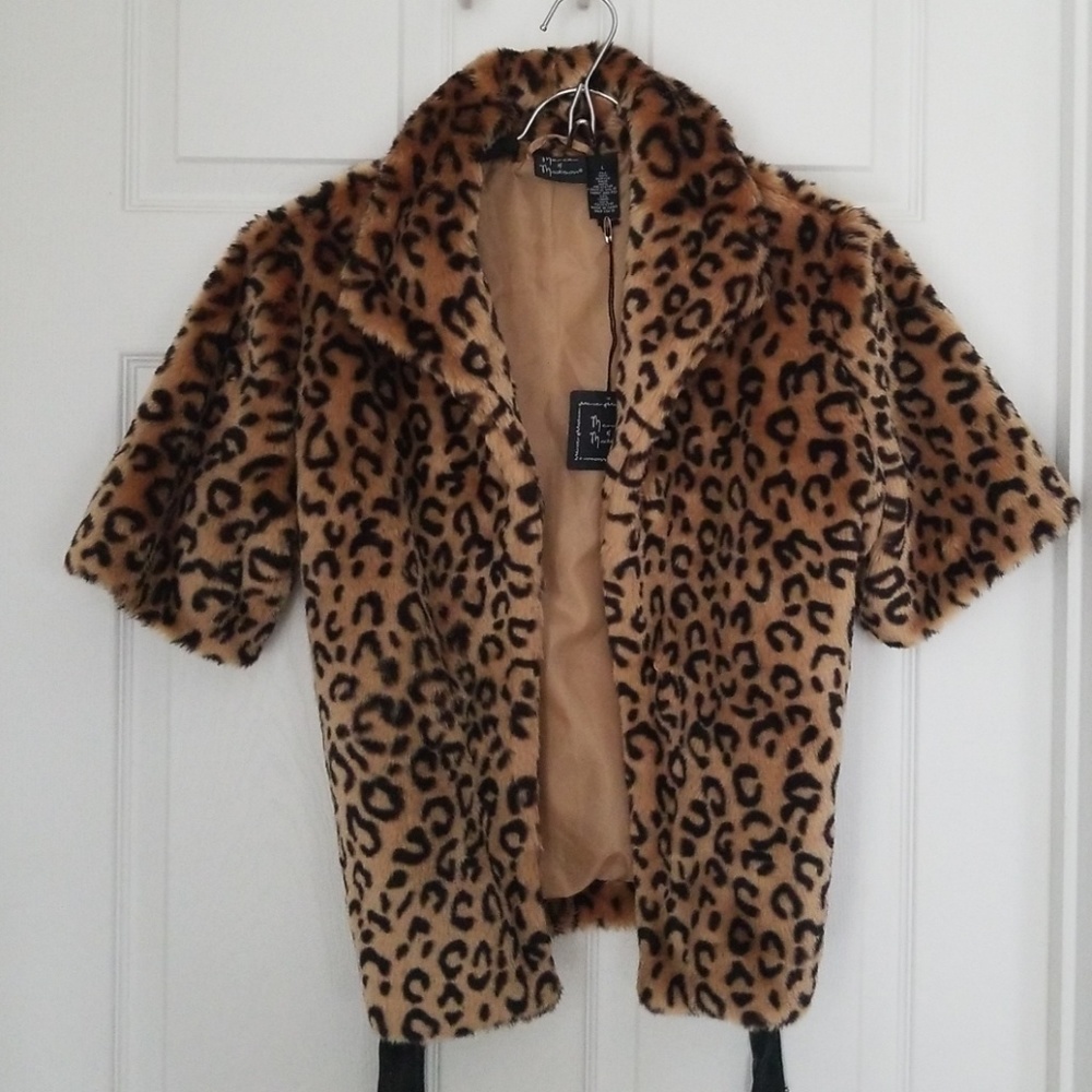 Mercer & Madison faux fur leopard print overcoat